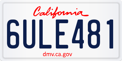 CA license plate 6ULE481