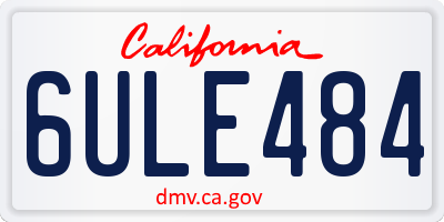 CA license plate 6ULE484