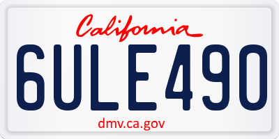 CA license plate 6ULE490