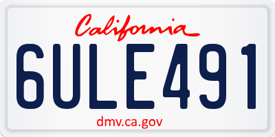 CA license plate 6ULE491