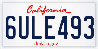CA license plate 6ULE493
