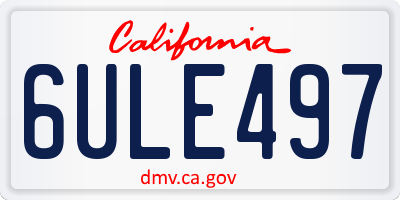 CA license plate 6ULE497