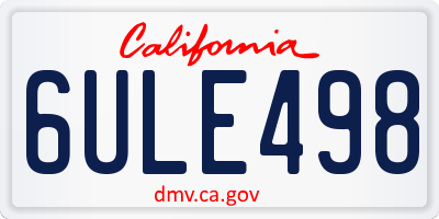 CA license plate 6ULE498