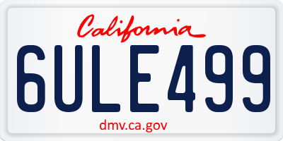 CA license plate 6ULE499