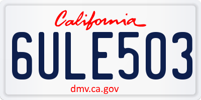 CA license plate 6ULE503