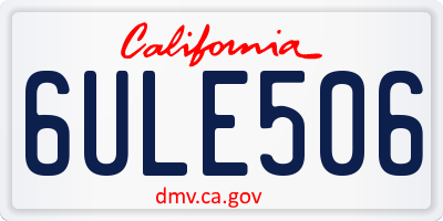 CA license plate 6ULE506