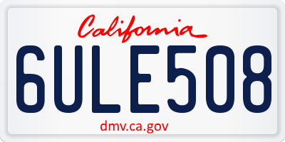 CA license plate 6ULE508
