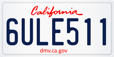 CA license plate 6ULE511