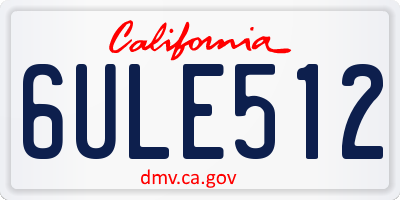 CA license plate 6ULE512
