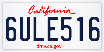 CA license plate 6ULE516
