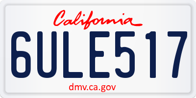 CA license plate 6ULE517