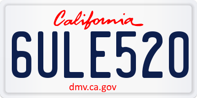 CA license plate 6ULE520