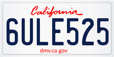 CA license plate 6ULE525