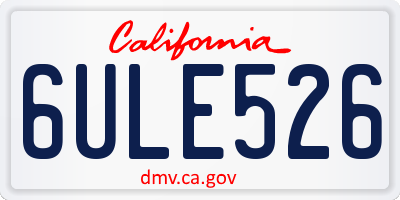 CA license plate 6ULE526