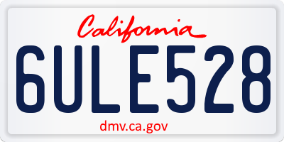 CA license plate 6ULE528