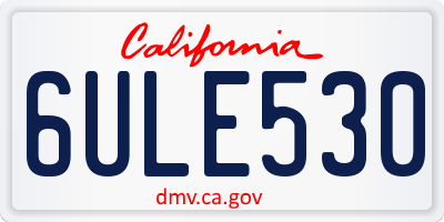 CA license plate 6ULE530