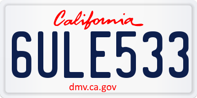 CA license plate 6ULE533