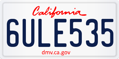 CA license plate 6ULE535
