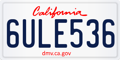 CA license plate 6ULE536