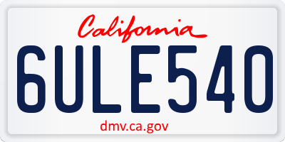 CA license plate 6ULE540