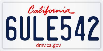 CA license plate 6ULE542