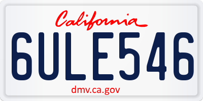CA license plate 6ULE546