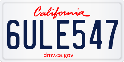 CA license plate 6ULE547