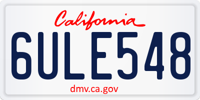CA license plate 6ULE548