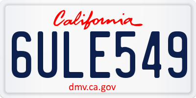 CA license plate 6ULE549