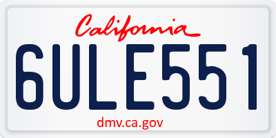 CA license plate 6ULE551