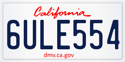 CA license plate 6ULE554