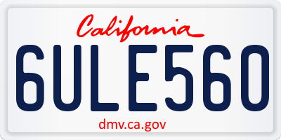 CA license plate 6ULE560