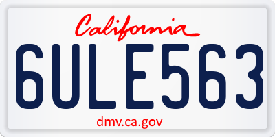 CA license plate 6ULE563