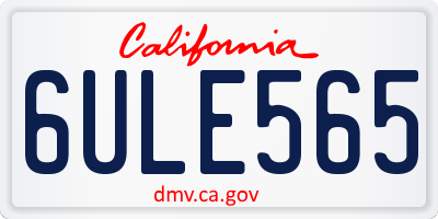 CA license plate 6ULE565