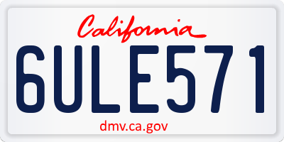 CA license plate 6ULE571