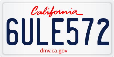 CA license plate 6ULE572