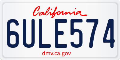CA license plate 6ULE574