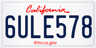 CA license plate 6ULE578