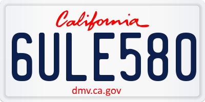 CA license plate 6ULE580