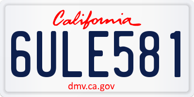 CA license plate 6ULE581