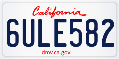 CA license plate 6ULE582