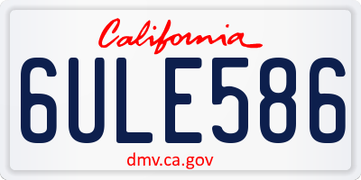 CA license plate 6ULE586