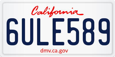 CA license plate 6ULE589