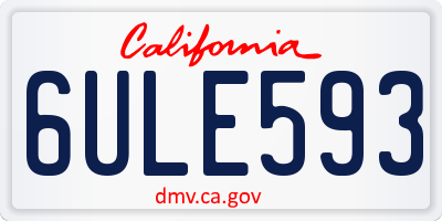 CA license plate 6ULE593