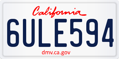 CA license plate 6ULE594
