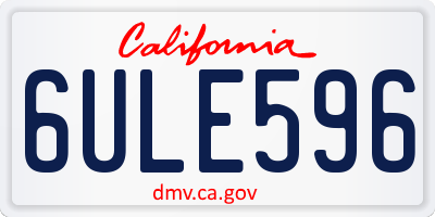 CA license plate 6ULE596