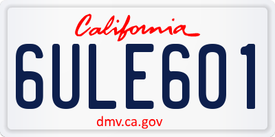 CA license plate 6ULE601