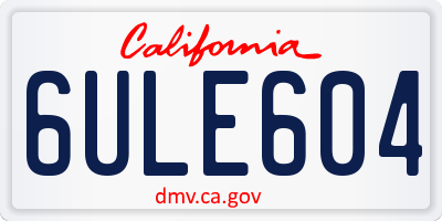CA license plate 6ULE604