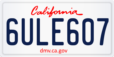 CA license plate 6ULE607