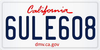 CA license plate 6ULE608